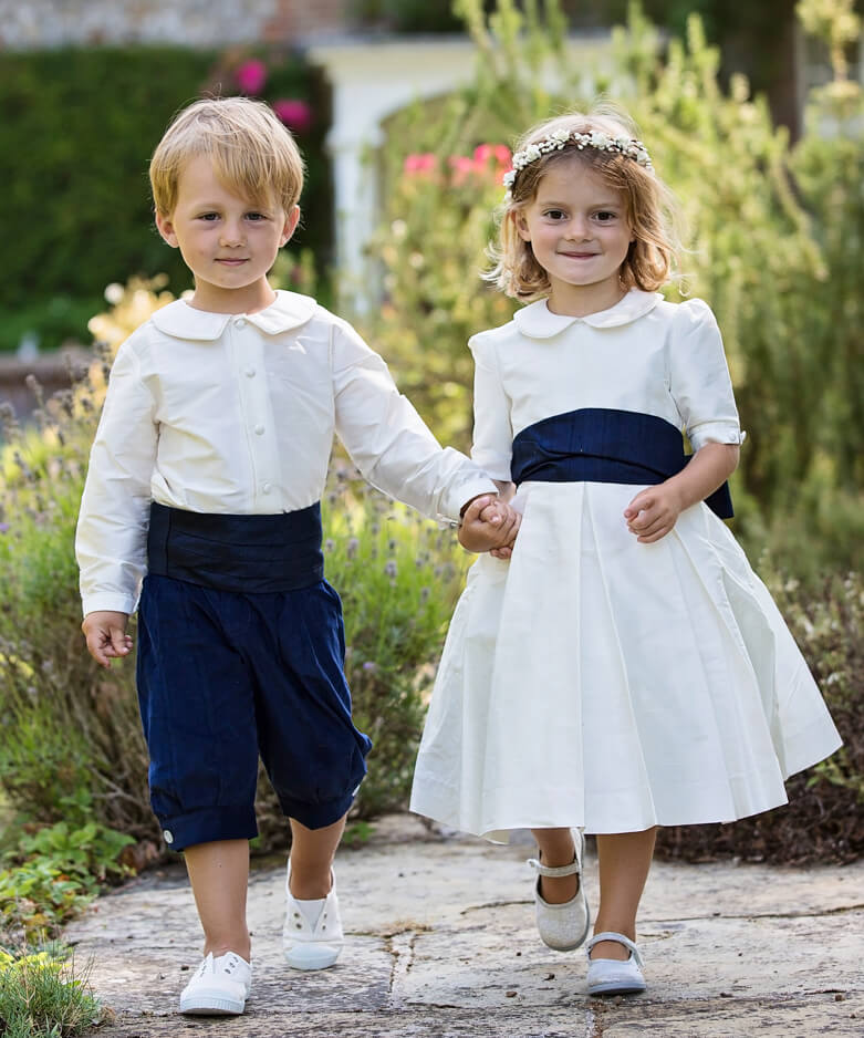 Ivory flower girl hotsell dress with navy sash